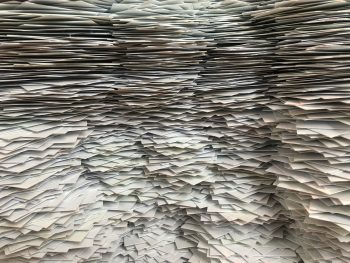 Piles and piles of stacked office paper